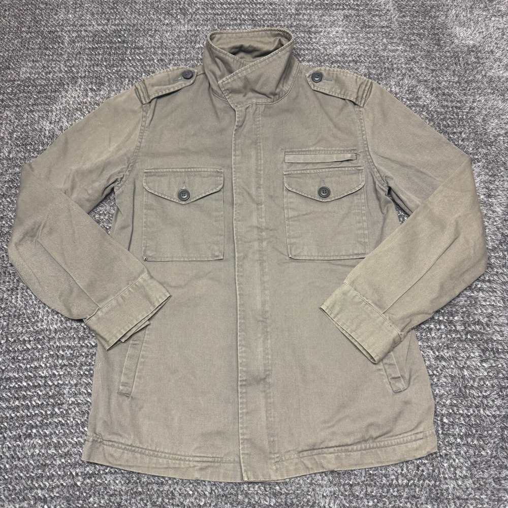 Twenty One Mens Military Field Jacket Size S Olive Green Cotton Utility